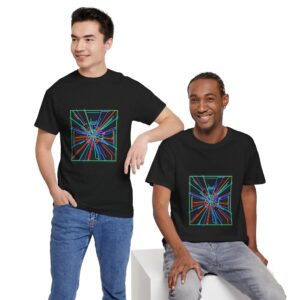 neon geometric burst tee | abstract retro lines